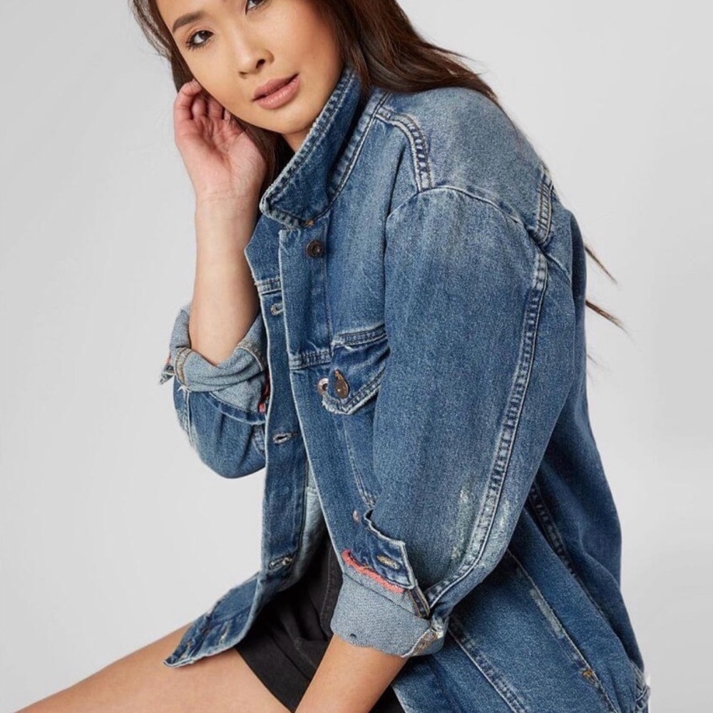 Free People Blue Jean Jacket (lightly distressed) - Picture 3 of 7